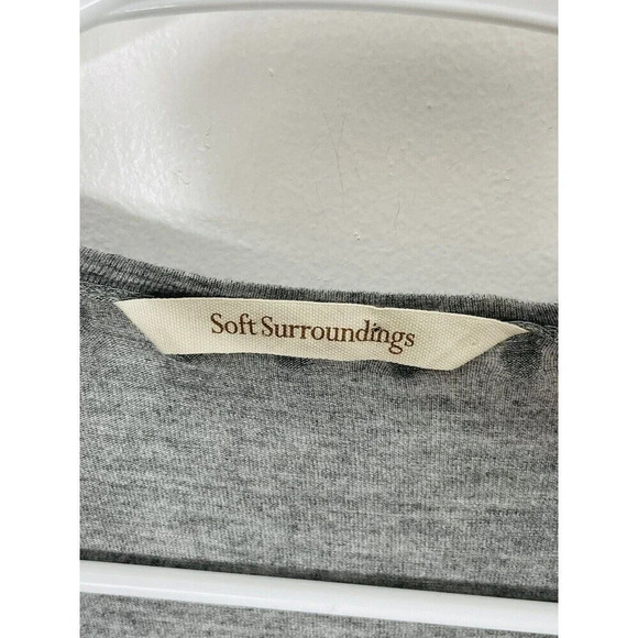 Soft Surroundings Waterfall Cardigan PL Studded Jersey Knit Stretch Viscose Gray - Picture 5 of 10